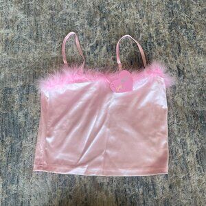 Sugar Thrillz Y2K velvet / feather top large pink